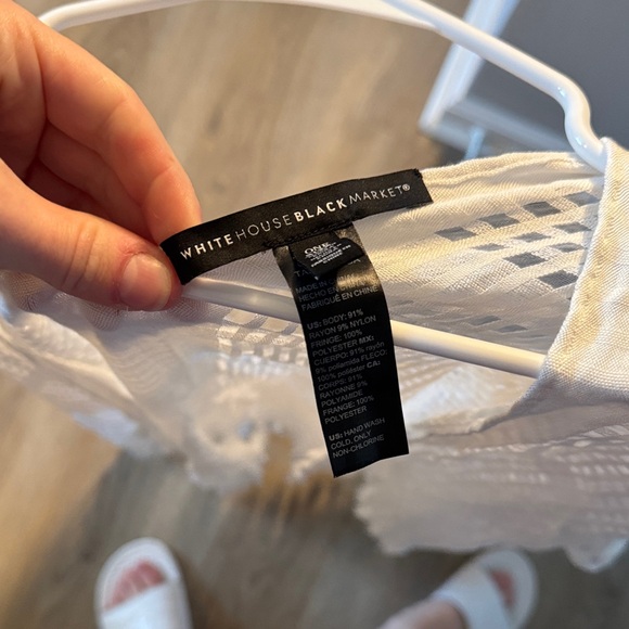 White House black market- White Fringe Kimono Cardigan- one size - Picture 3 of 4